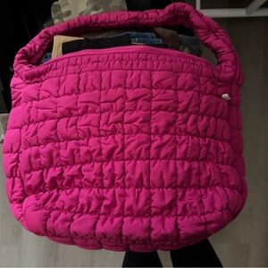 Chic Pink Quilted Tote Bag